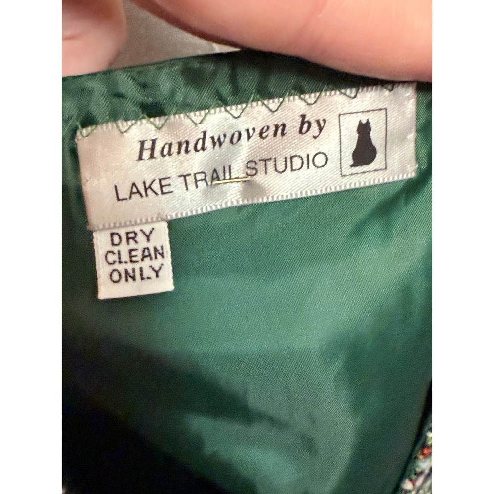 Lake Trail Studio Handwoven Vest Green Multi Color Striped Cotton Rayon Medium - Picture 8 of 8